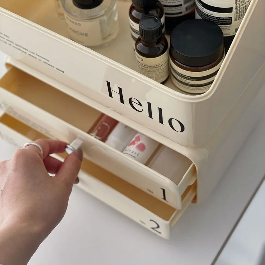 Retro Typographic Stackable ABS Makeup Organizer