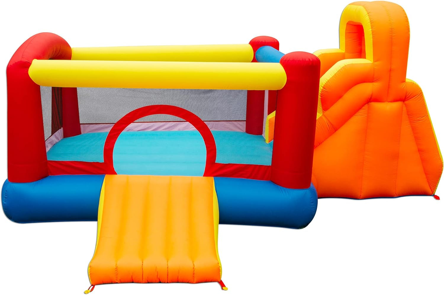 Banzai Double Slide Backyard Bouncer Outdoor Inflatable Slide & Bounce House W/Climbing Wall, Blower Motor, Ground Stakes, & Storage Bag Inflatable Bouncers Sports & Outdoor Play Toys & Games