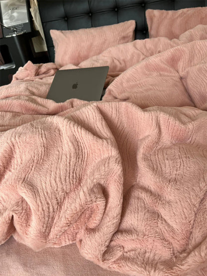 Plush Ruched Fleece Bedding Set