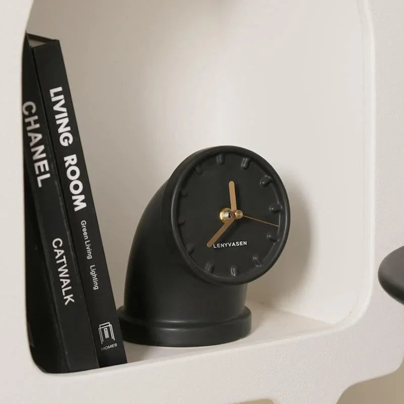 Sculptural Industrial Pipe Ceramic Table Clock