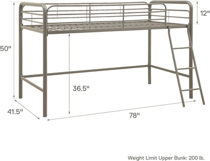 DHP Junior Loft Bed Frame with Ladder, Twin, Silver Bedroom Furniture Beds Frames & Bases Furniture Home & Kitchen