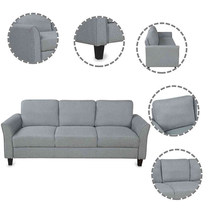 3 Piece Living Room Sofa Set, Modern Sectional Couch Furniture, Upholstered Armchair, Loveseat and Three Seat for Home or Office (Linen Grey) Furniture Home & Kitchen Living Room Furniture Living Room Sets