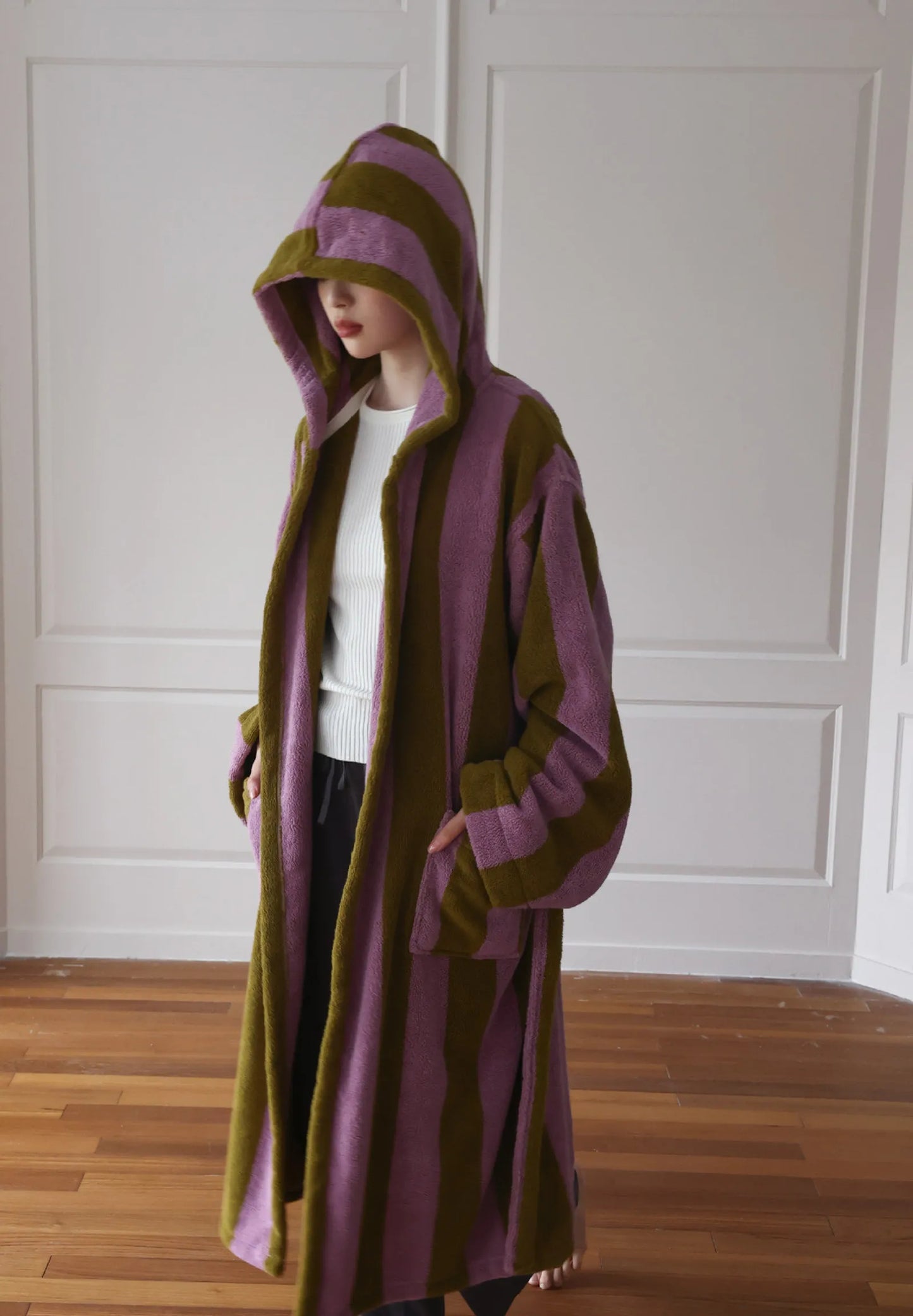 Plush Wide Striped Cotton Robe