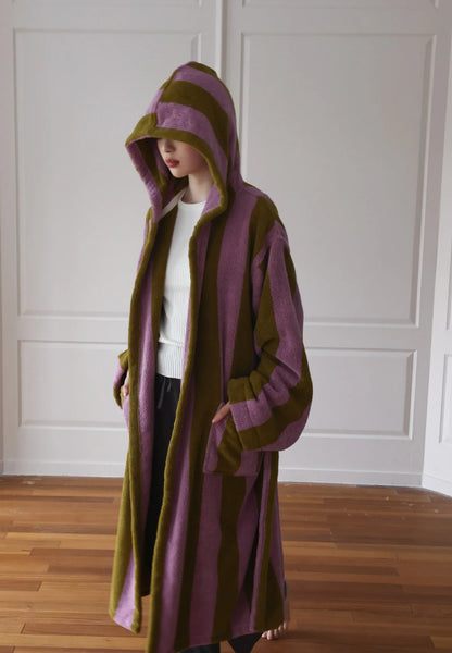 Plush Wide Striped Cotton Robe