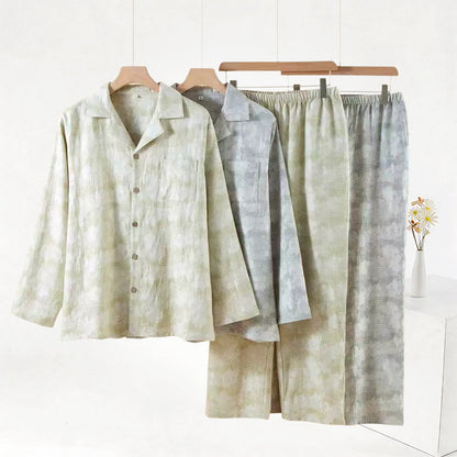 Light Floral & Subtle Gingham Button Loungewear Set