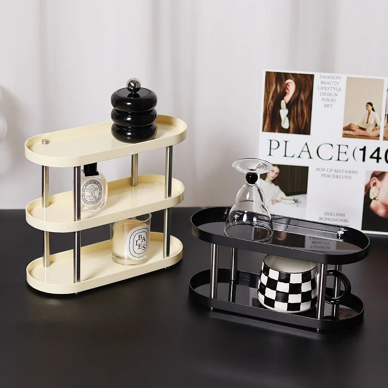Smooth Color Block ABS Tiered Vanity Tray
