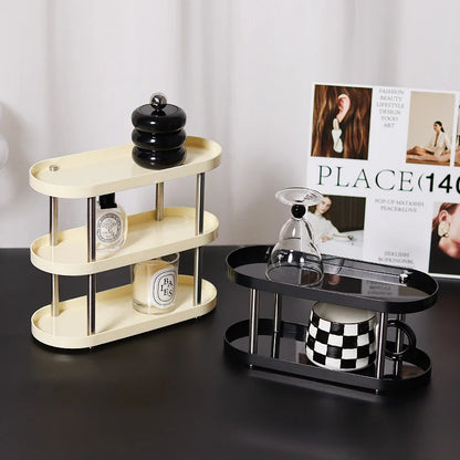 Smooth Color Block ABS Tiered Vanity Tray