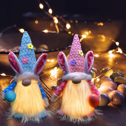 Easter Gnomes Decorations, 2Pcs Bunny Gnomes Plush with LED Light, Spring Easter Day Home Table Decor Ornaments for Easter Holiday Party Collectible Figurines Home & Kitchen Home Décor Accents Home Décor Products