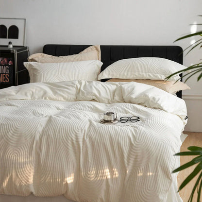 Plush Wavy Arch Flannel Fleece Bedding Set