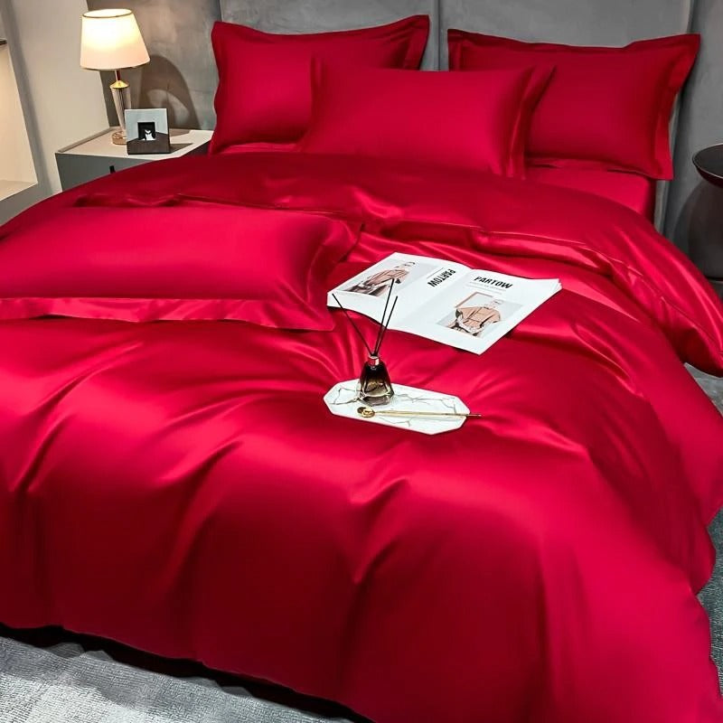 Neo Red Silky Cotton Bedding Set