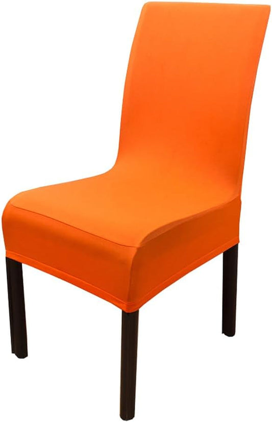 4 Pieces Spandex Stretch Washable Dining Room Chair Cover Protector Seat Slipcovers for All Seasons (Orange, 4) Dining Chair Slipcovers Home & Kitchen Home Décor Products Slipcovers