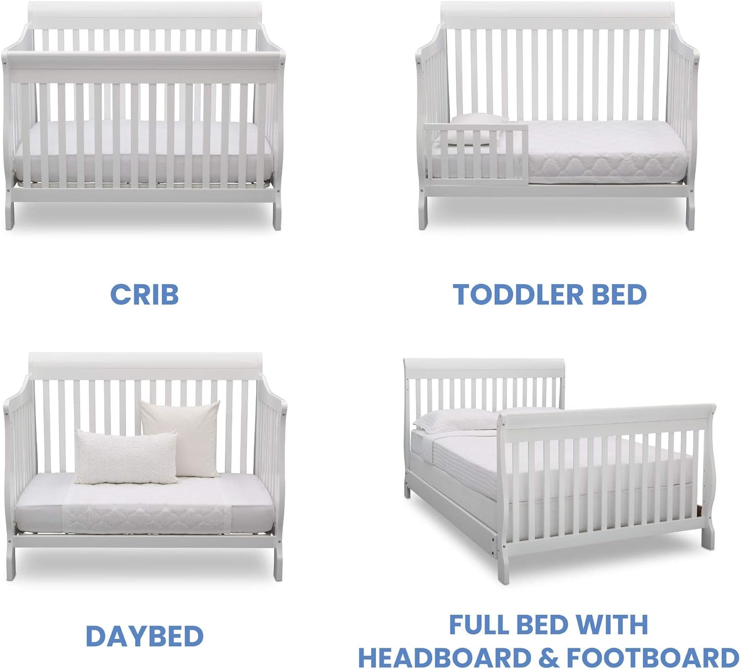 Canton 4-In-1 Convertible Crib, Bianca (White) + Serta Perfect Slumber Dual Sided Recycled Fiber Core Crib and Toddler Mattress (Bundle) Baby Products Cribs Furniture Infant & Toddler Beds Nursery