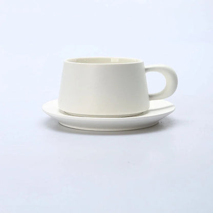 Matte Ceramic Chunky Handle Coffee Cup & Saucer Set