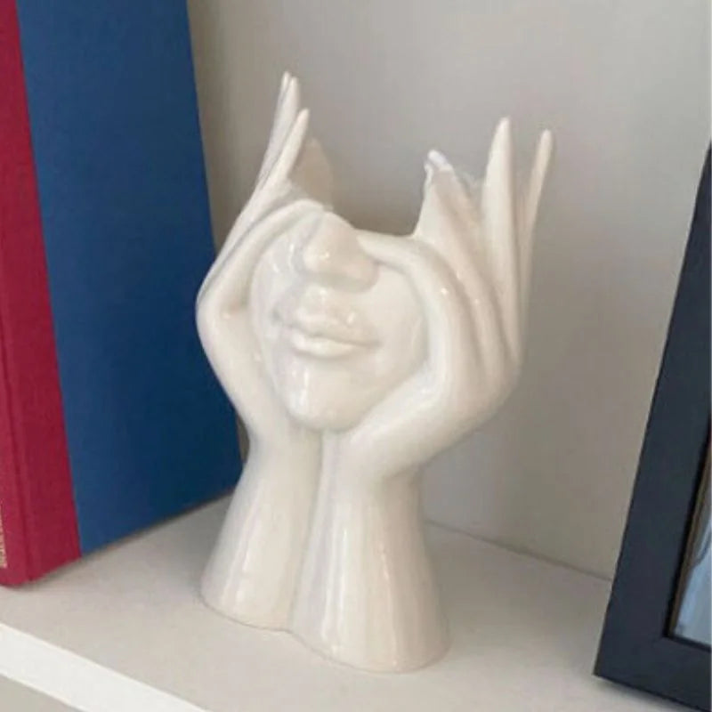 Sculptural Abstract Face Resin Vase