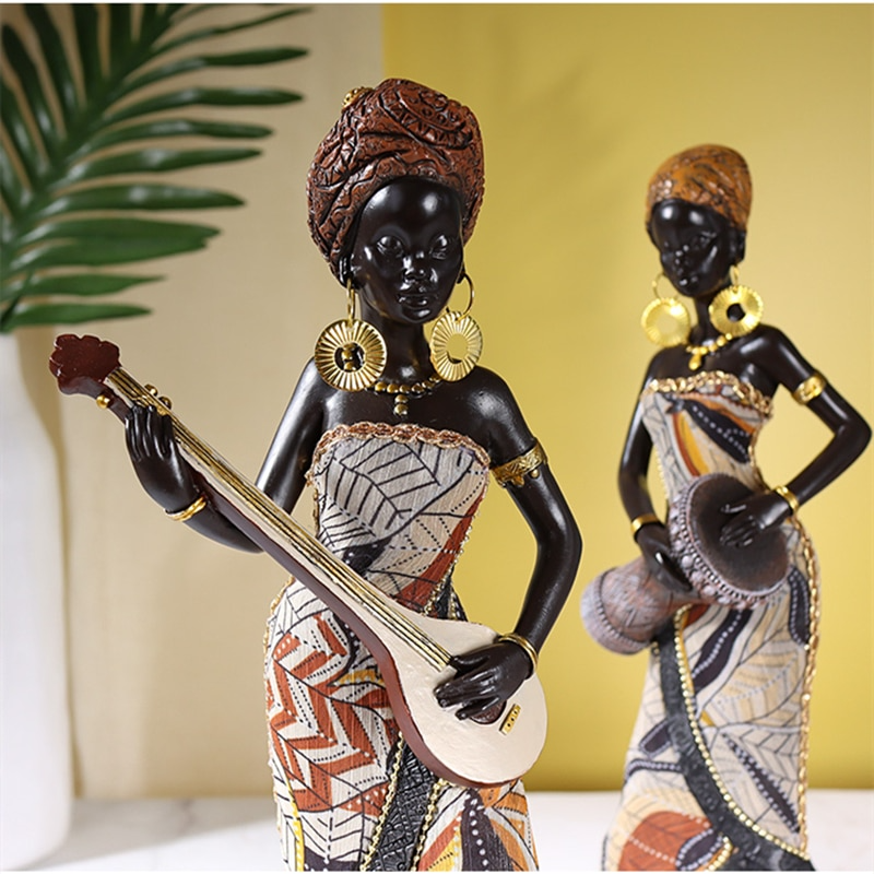 African Female Musician Sculpture