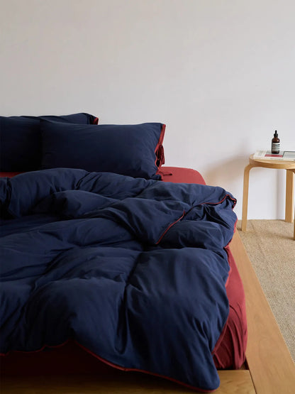 Soft Contrast Tie Washed Cotton Bedding Set