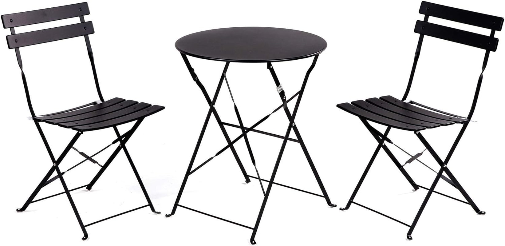 Grand Patio Premium Steel Patio Bistro Set, Folding Outdoor Patio Furniture Sets, 3 Piece Patio Set of Foldable Patio Table and Chairs, Black Bistro Sets Lawn & Garden Patio Patio Furniture & Accessories Patio Furniture Sets