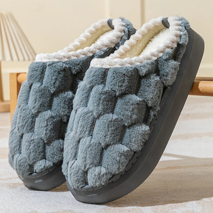 Plush Textured Cube Faux Fur House Slippers