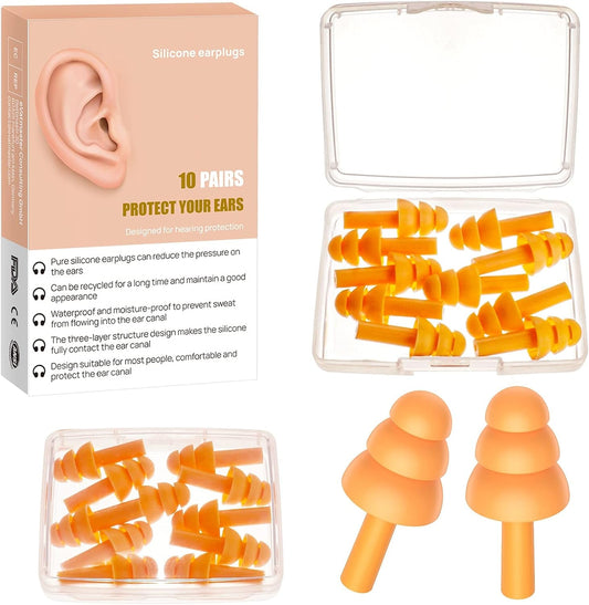 Ear Plugs for Swimming, 10 Pairs Reusable Ear Plugs, Ear Plugs Swimming for Kids and Adults. Swimming Ear Plugs, Ear Plugs for Swimming Pool / Shower Bathing and Other Water Sports Ear Care Earplugs Health & Household Health Care