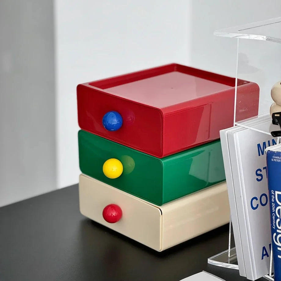 Glossy Color Block ABS Stackable Desk Drawers