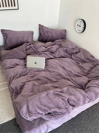 Plush Ruched Fleece Bedding Set