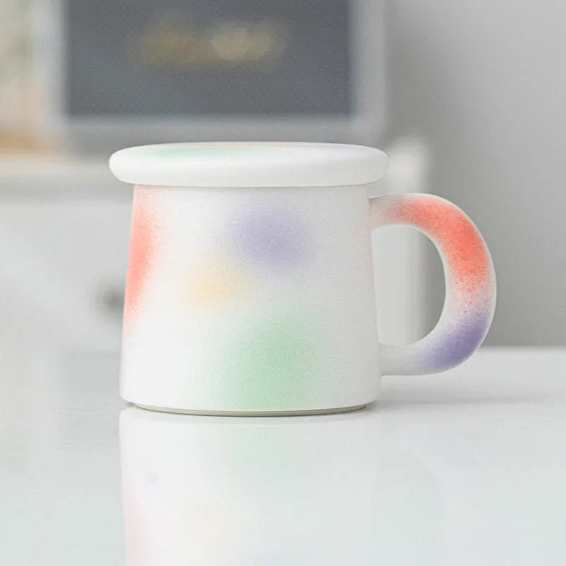 Frosted Ombre Ceramic Mug with Lid