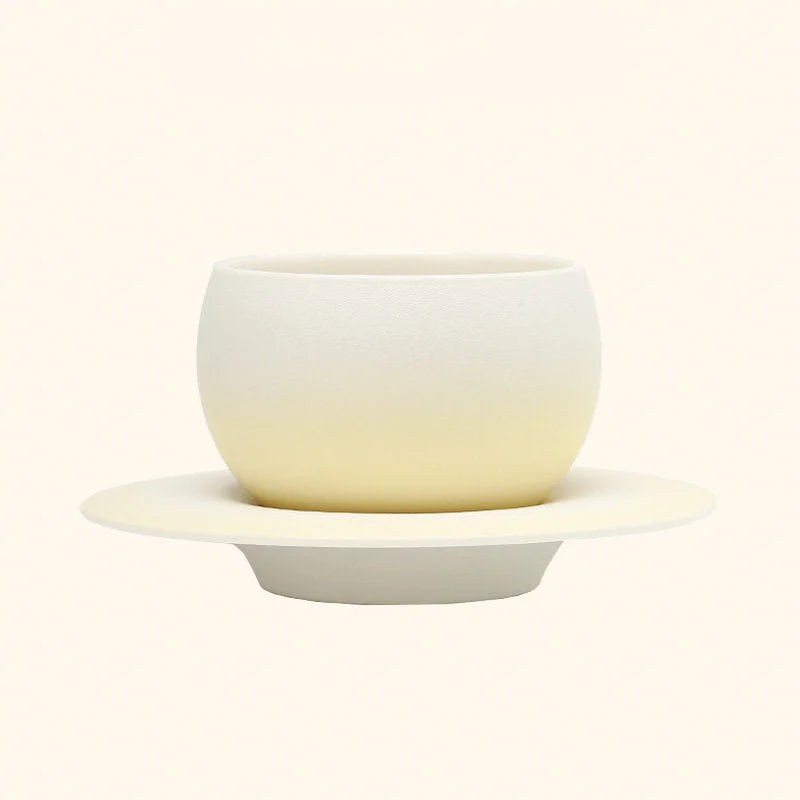 Matte Ombre Ceramic Coffee Cup & Saucer Set