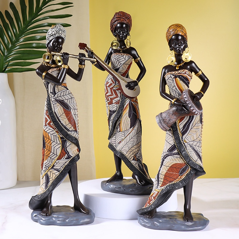 African Female Musician Sculpture