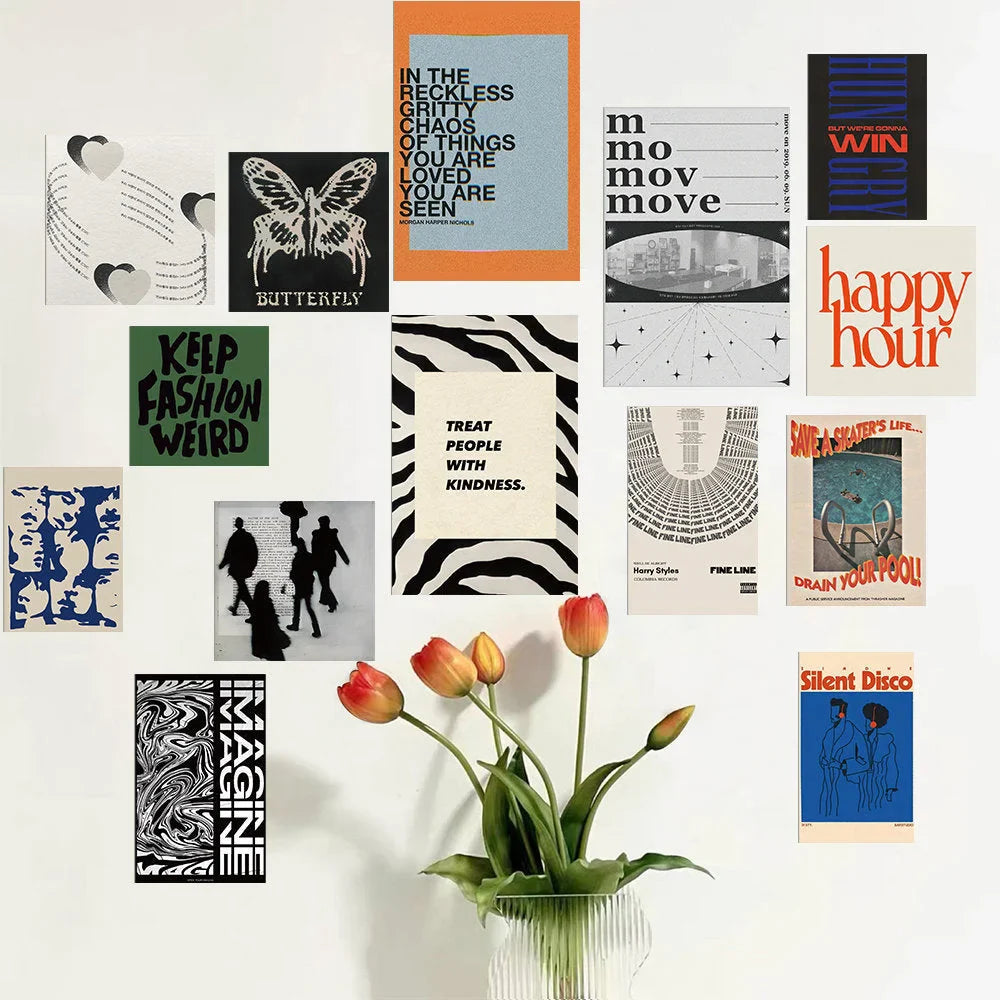 Indie Aesthetic Graphic & Typography Wall Collage Kit