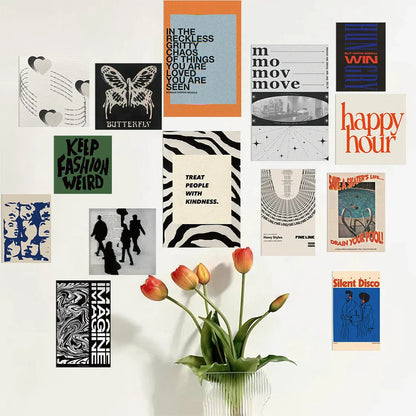 Indie Aesthetic Graphic & Typography Wall Collage Kit