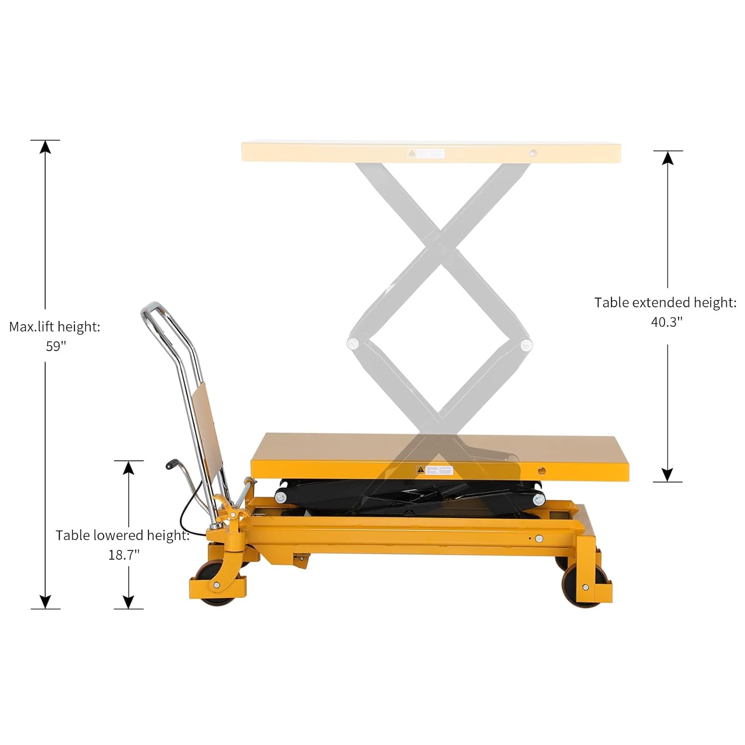 APOLLOLIFT Double Scissor Hydraulic Lift Table/Cart 1760Lbs Capacity 59" Lifting Height Industrial & Scientific Lift Tables Material Handling Products Pulling & Lifting