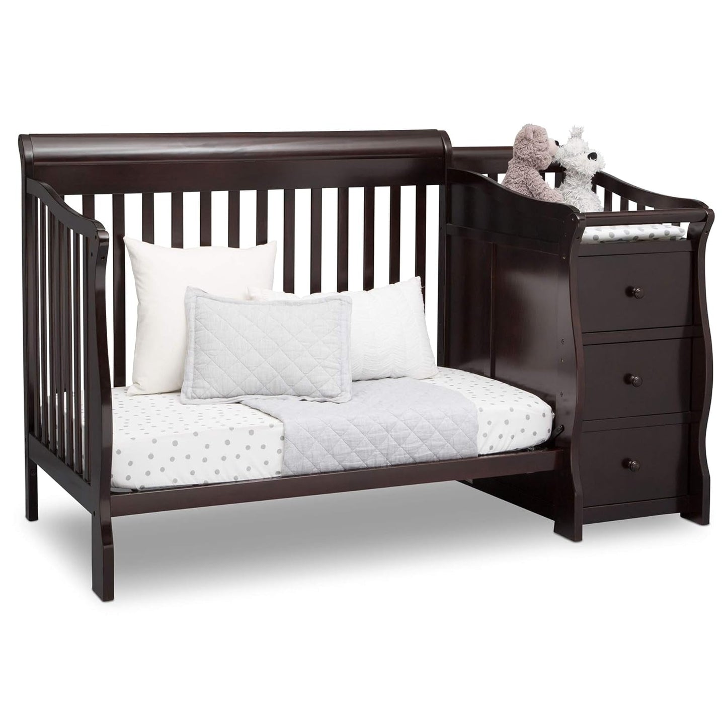 Princeton Junction 4-In-1 Convertible Crib and Changer - Greenguard Gold Certified, Dark Chocolate Baby Products Convertible Cribs Furniture Infant & Toddler Beds Nursery