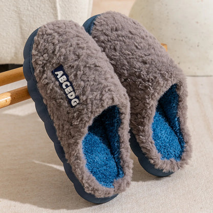 Plush Textured Polyester House Slippers