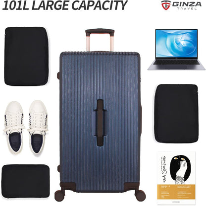 Ginzatravel PC Material Business Fashion 28" Suitcase with TSA Customs Lock, Spinner Wheels（Elite Business Series-02 ） (Dark Blue) Clothing Luggage Luggage & Bags Luggage & Travel Gear Shoes & Jewelry Suitcases