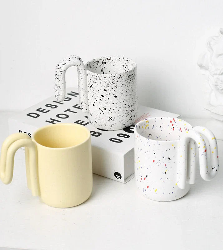 Sculptural Loop Handle Frosted Ceramic Mug