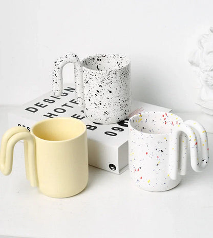 Sculptural Loop Handle Frosted Ceramic Mug