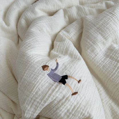 Textured Whimsical Embroidered Washed Cotton Bedding Set