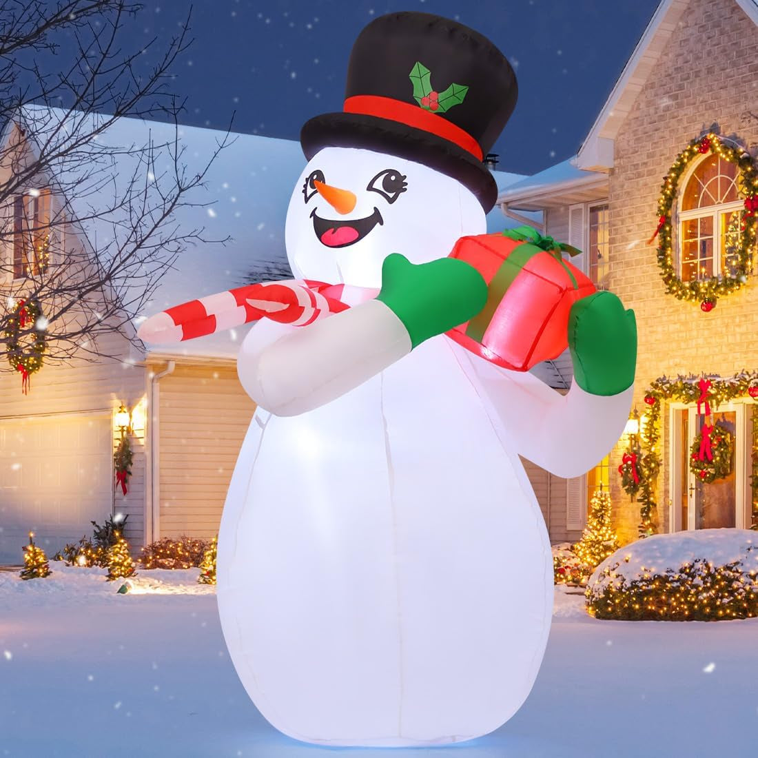 GOOSH 6 FT Christmas Inflatables Snowman Outdoor Decorations Blow up Yard Cute Snowman with a Box with Built-In Leds for Xmas Garden Lawn Indoor Party Decor Inflatable Yard Decorations Lawn & Garden Outdoor Décor Outdoor Holiday Decorations Patio