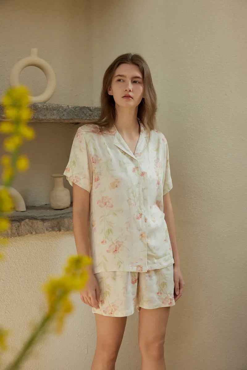 Silky Watercolor Floral Cotton Sateen Pajama