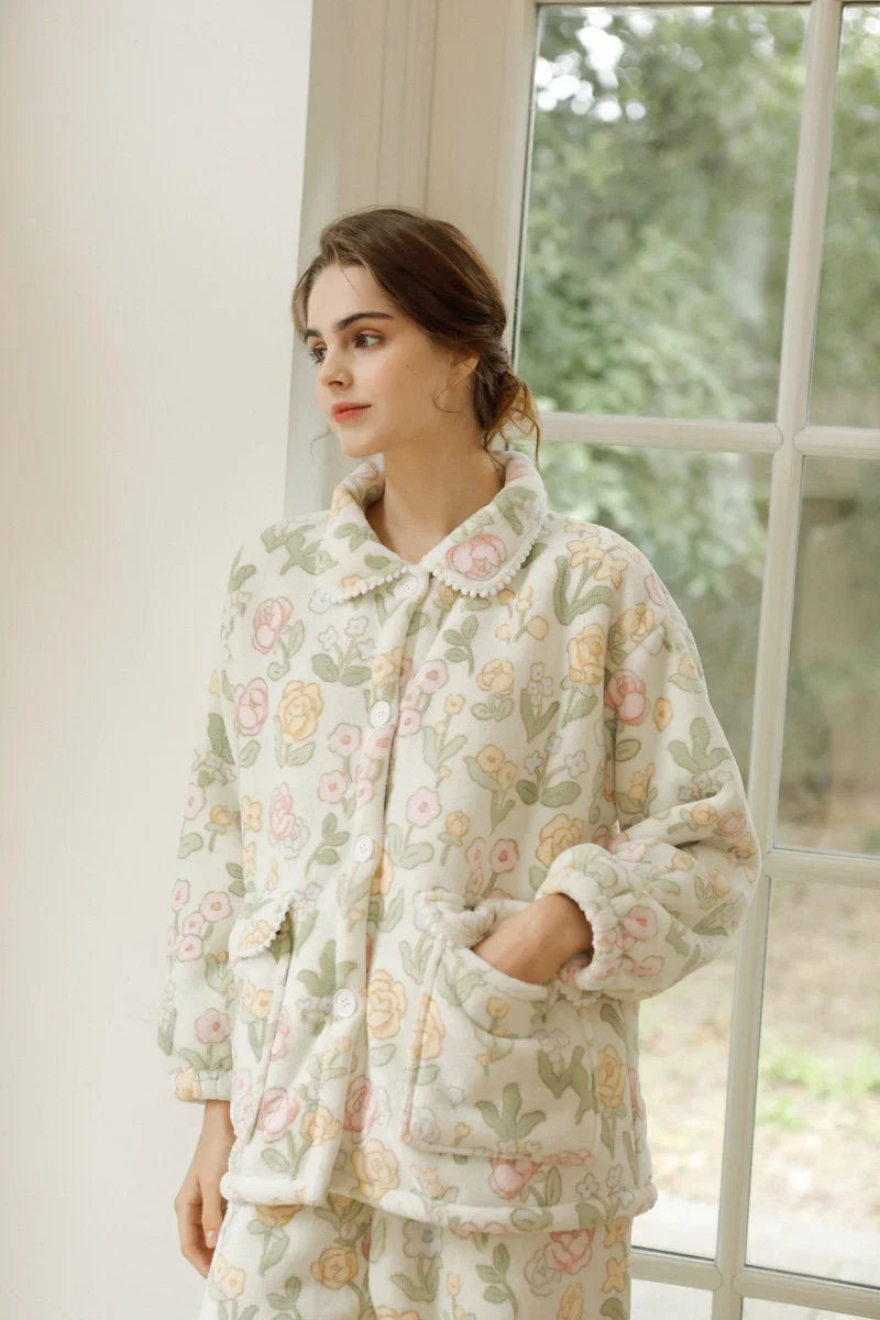 Plush Floral Flannel Fleece Pajama