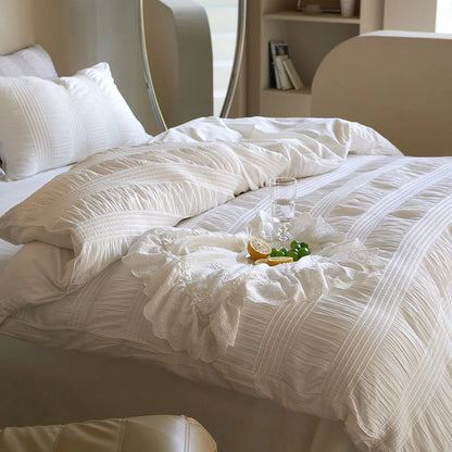 Textured Pintuck Washed Cotton Bedding Set