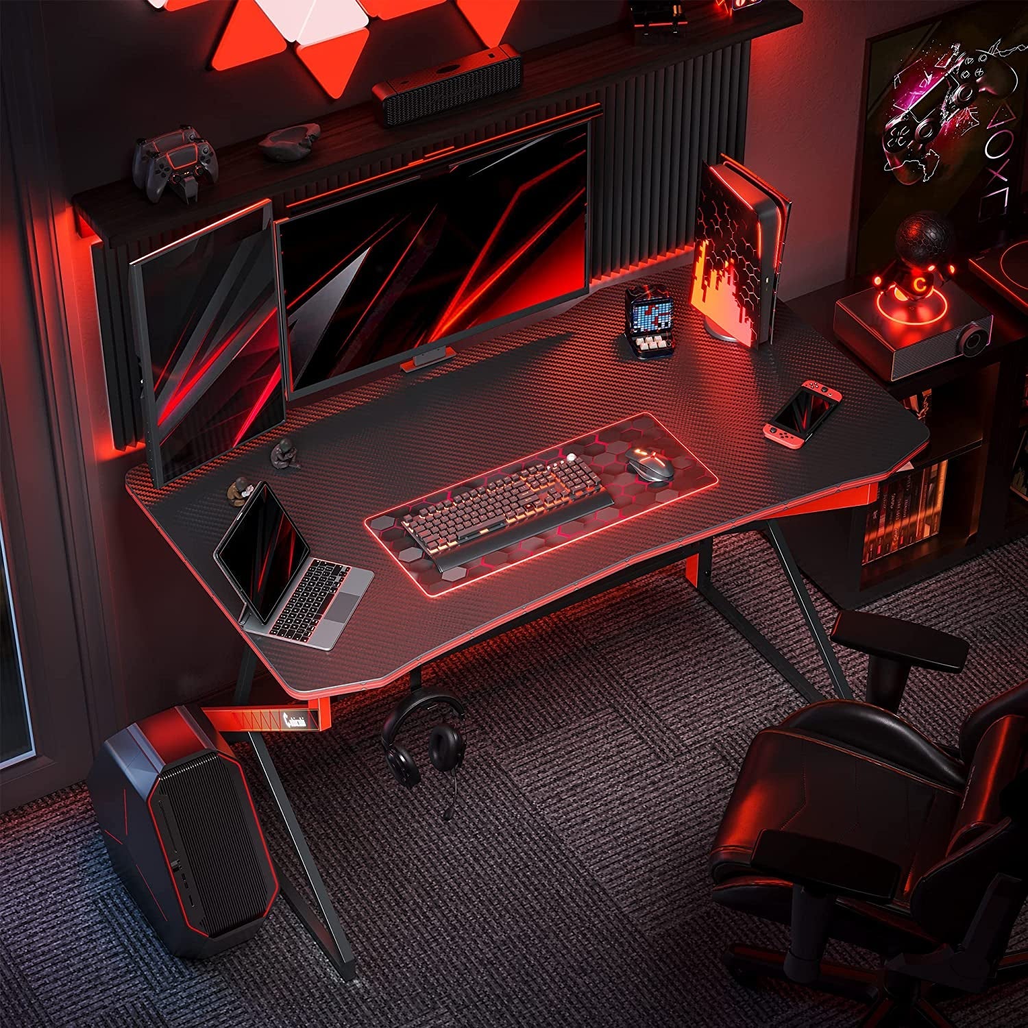 Cubicubi Simple Gaming Desk Z Shaped 47 Inch Gamer Workstation