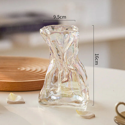 Sculptural Crumpled Glass Vase