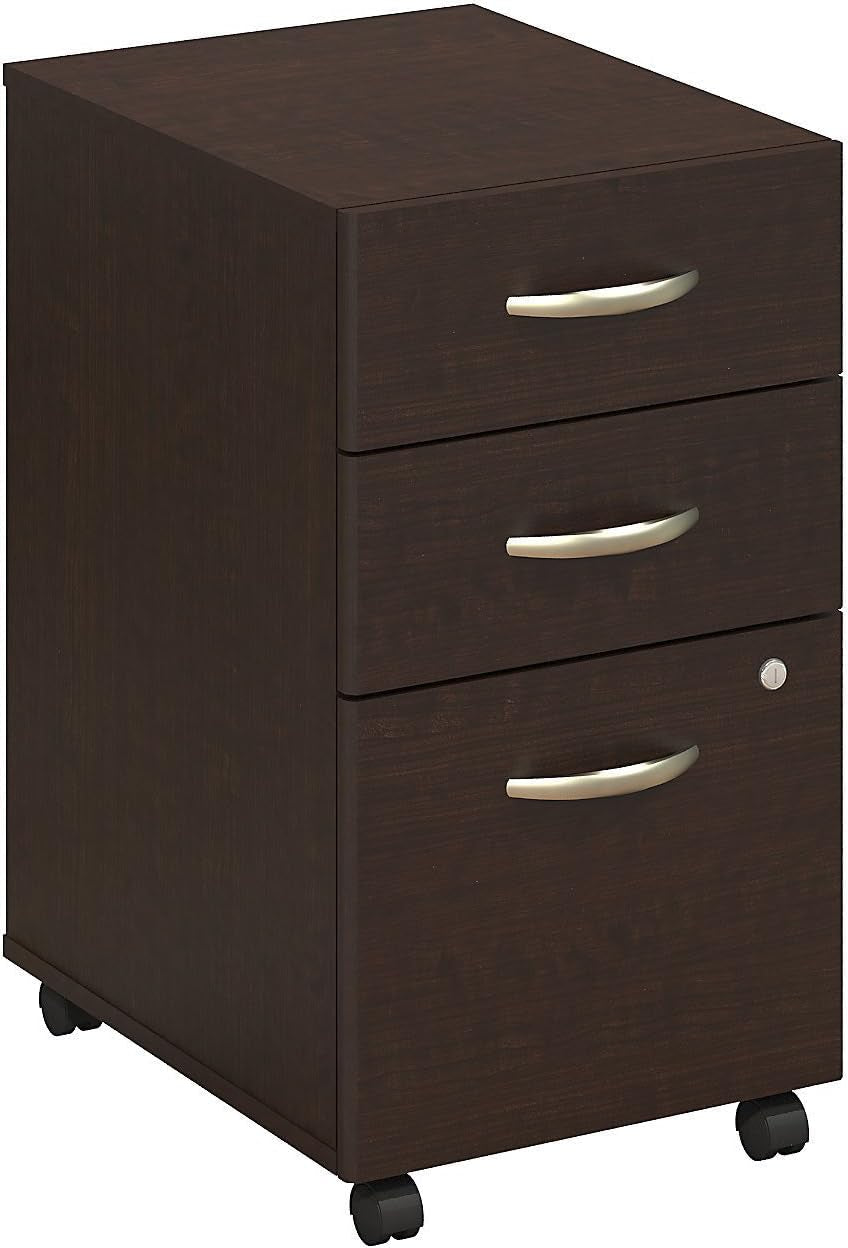 Bush Furniture BSHWC72453SU Series C Collection Three-Drawer Mobile Pedestal (Assembled) Natural Cherry Cabinets File Cabinets Mobile File Cabinets Office Furniture & Lighting Office Products Racks & Shelves