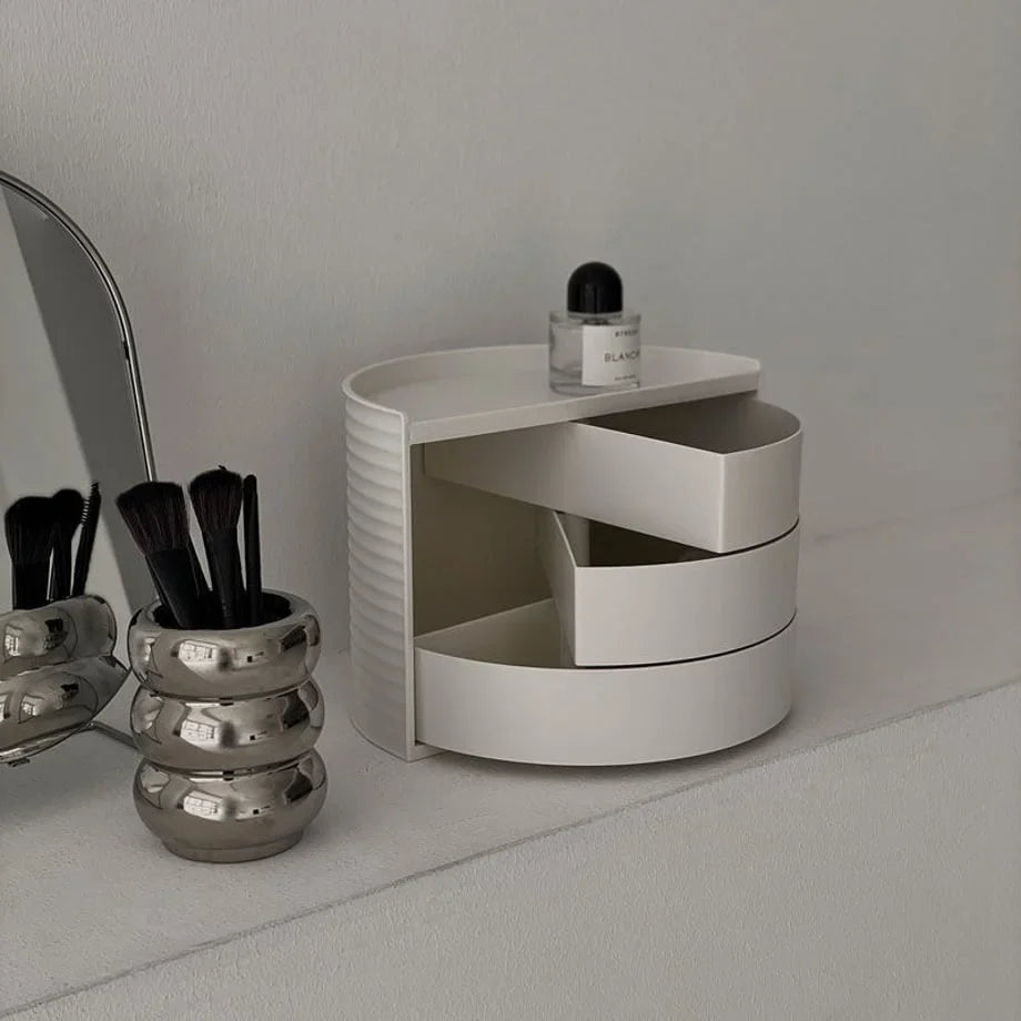 Ribbed Swivel ABS Makeup Organizer