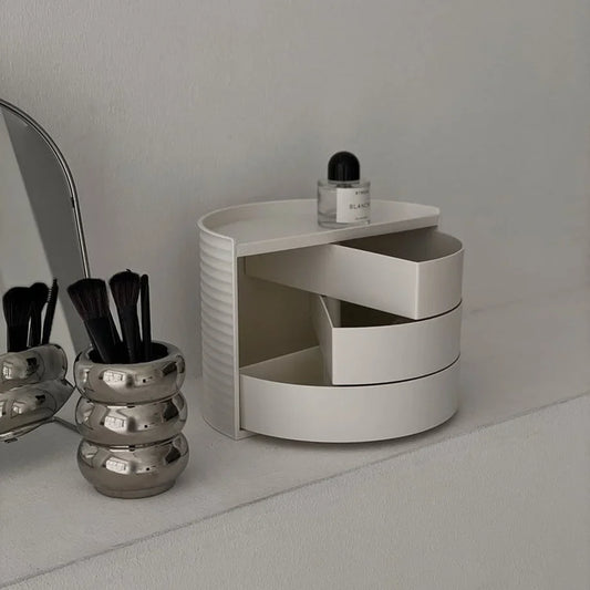 Ribbed Swivel ABS Makeup Organizer