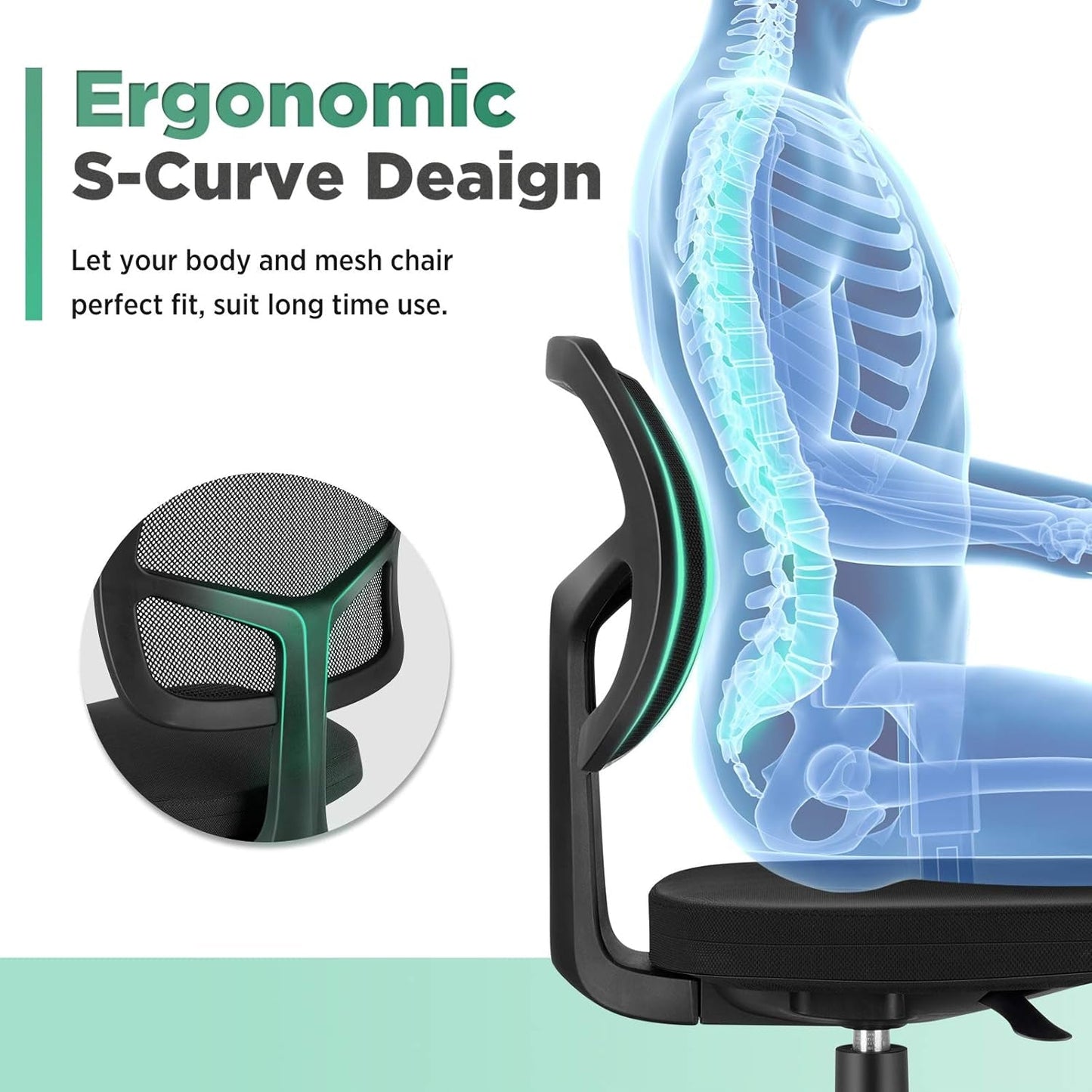 Armless Task Office Chair, Small Desk Chair with Mesh Lumbar Support,Ergonomic Computer Chair No Arms,Adjustable Swivel Home Office Chair for Small Spaces,Easy Assembly,Mid Back,No Armrest Furniture Home & Kitchen Home Office Chairs Home Office Desk Chairs Home Office Furniture