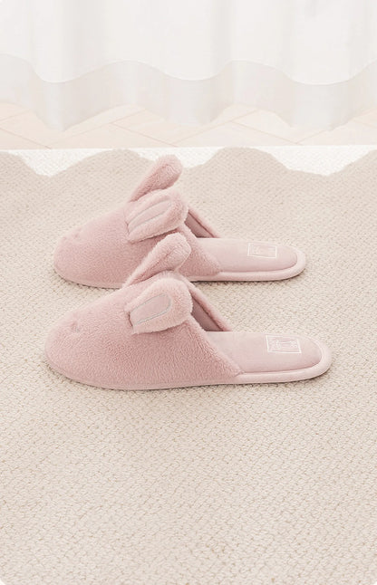 Plush Bunny Ear Faux Fur House Slippers