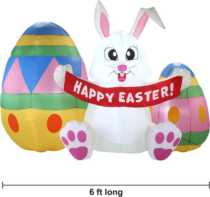 Joiedomi 6 FT Easter Inflatable Bunny & Eggs, Blow up Easter Decoration with Build-In LED Lights for Easter Party, Indoor, Outdoor, Yard, Garden, Lawn Décor Inflatable Yard Decorations Lawn & Garden Outdoor Décor Outdoor Holiday Decorations Patio