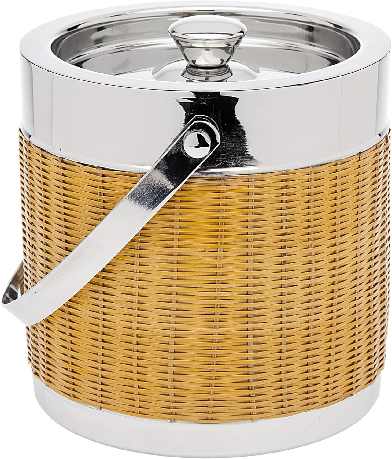 Beverage Cooler Party Tub Ice Bucket Stainless Steel Rattan by Godinger Bar & Wine Tools Home & Kitchen Ice Buckets Ice Buckets & Tongs Kitchen & Dining Kitchen Utensils & Gadgets